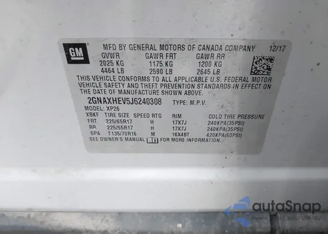 2018 Chevrolet Equinox Ls z USA, uszkodzony, nr VIN 2GNAXHEV5J6240308